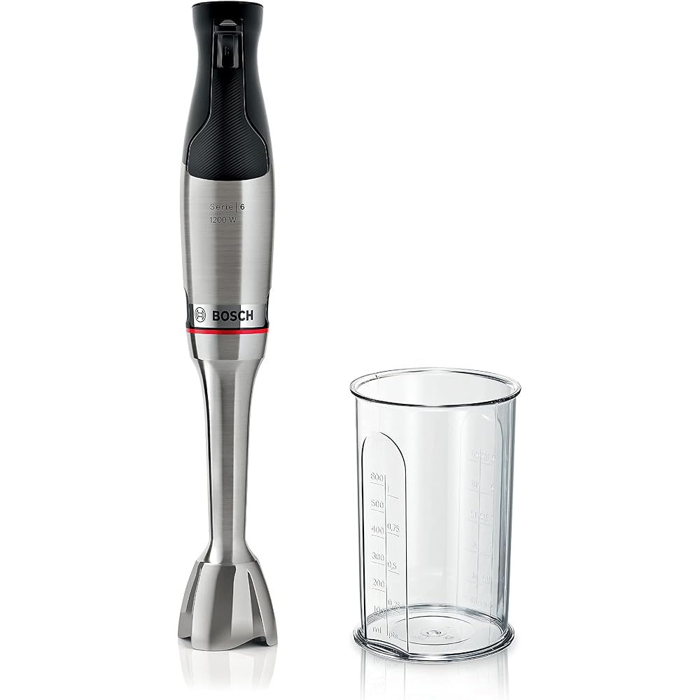Bosch, mixeur plongeant, ErgoMaster Series 6, moteur 1200 watts refroidi par air, contrôle dynamique de la vitesse, couteau QuattroBlade Pro, accessoires inclus, MSM6M810 : Cuisine et Maison