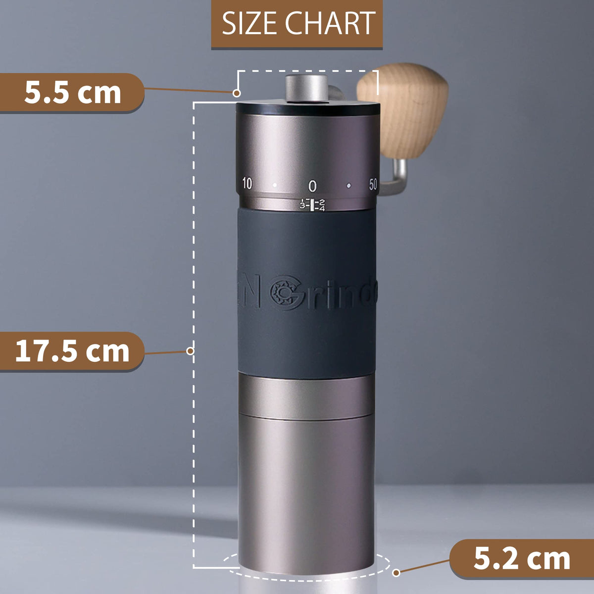 KINGrinder K6 Manuelle Kaffeemühle, Iron Grey, 48mm Edelstahl-Kegelmahlwerk, 35g Kapazität