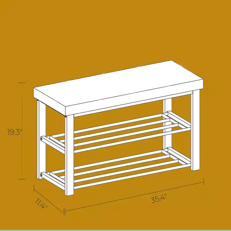 2-Tier Shoe Rack Bamboo Shoe Bench Stable Shoe Organizer for Entryway Living Room Bench Seat Holds Up to 300 lb 11.4 x 35.4 x 19.3 Inches