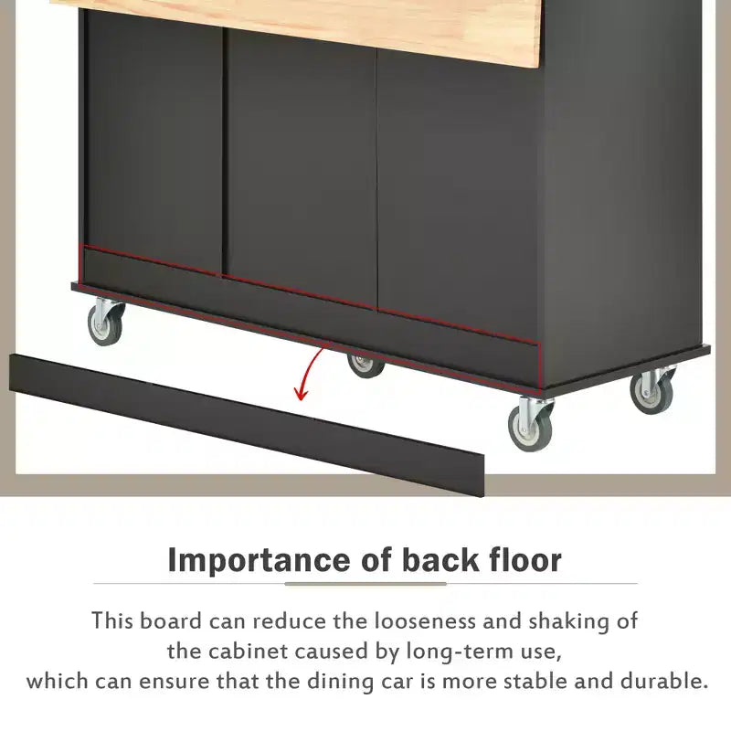 Whisen Modern Kitchen Island Cart, Kitchen Cart with Racks and Drawers