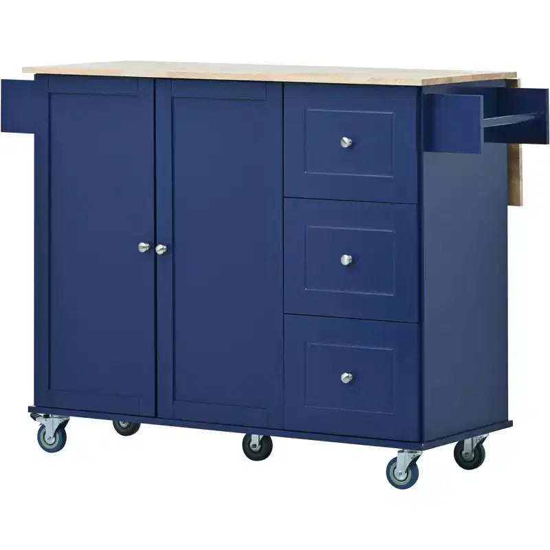 Whisen Modern Kitchen Island Cart, Kitchen Cart with Racks and Drawers