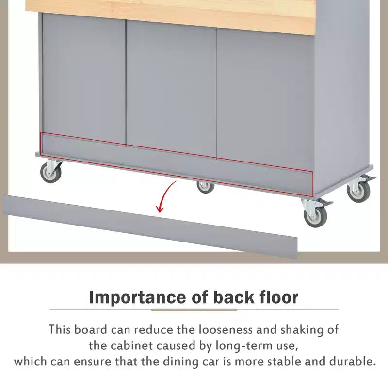Whisen Modern Kitchen Island Cart, Kitchen Cart with Racks and Drawers
