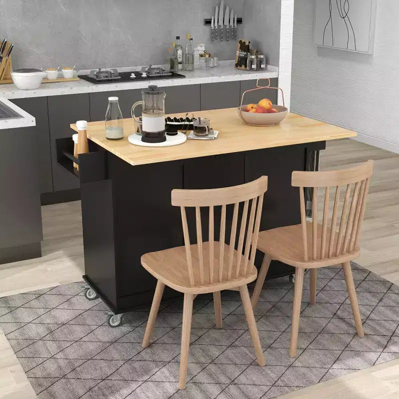 Whisen Modern Kitchen Island Cart, Kitchen Cart with Racks and Drawers