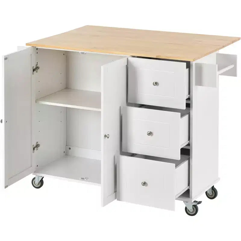 Whisen Modern Kitchen Island Cart, Kitchen Cart with Racks and Drawers