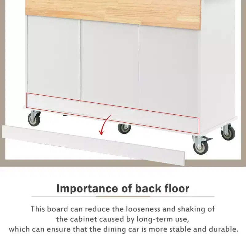 Whisen Modern Kitchen Island Cart, Kitchen Cart with Racks and Drawers