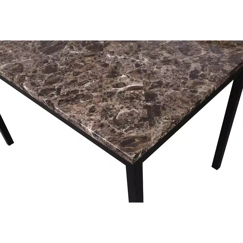 Roundhill Furniture Citico Metal Counter Height Dining Table with Laminated Faux Marble Top, Black