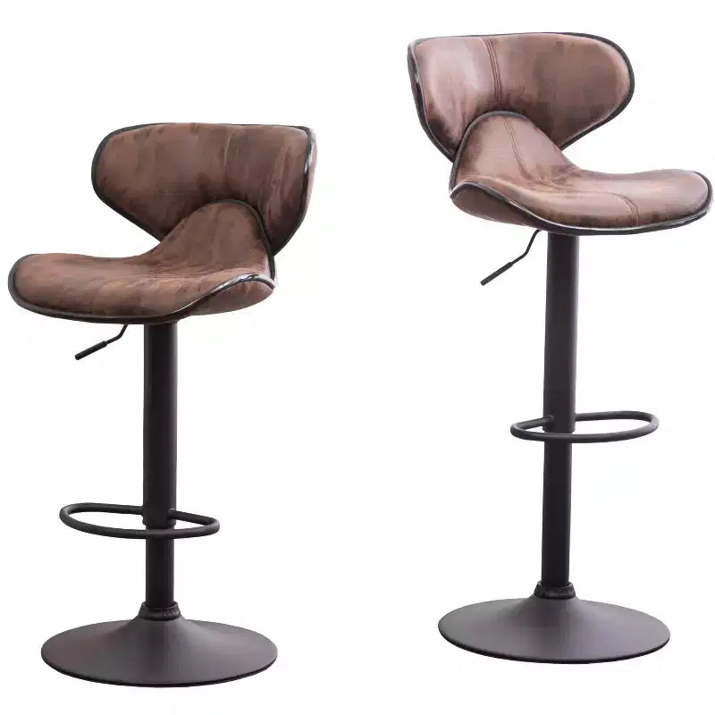 Roundhill Furniture Masaccio Upholstery Airlift Adjustable Swivel Barstool with Chrome Base, Weathered Brown, Set of 2