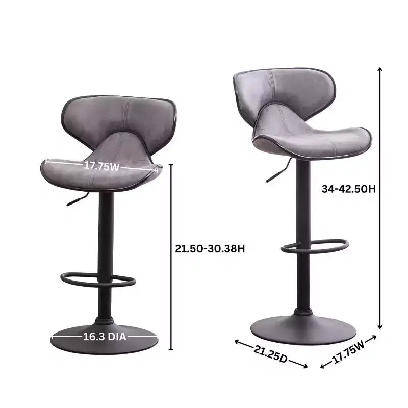 Roundhill Furniture Masaccio Upholstery Airlift Adjustable Swivel Barstool with Chrome Base, Weathered Brown, Set of 2