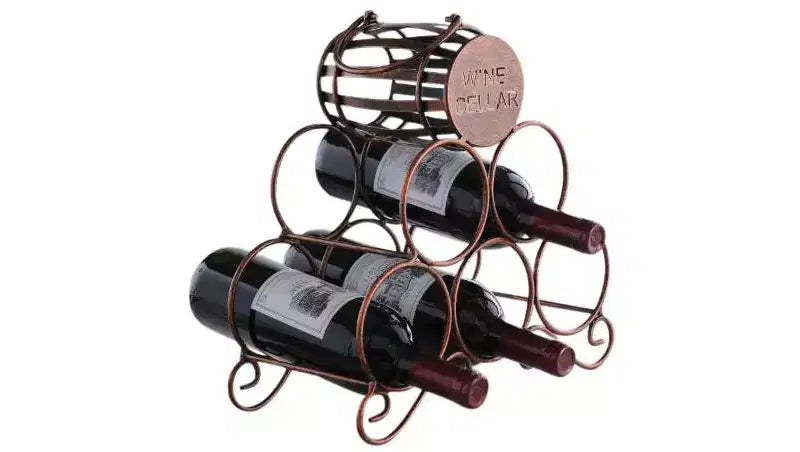 Kings Brand Furniture - Countertop Tabletop Wine Rack, Wine Bottle Storage Holder for Home Kitchen & Bar - Brushed Copper - No Assembly Required