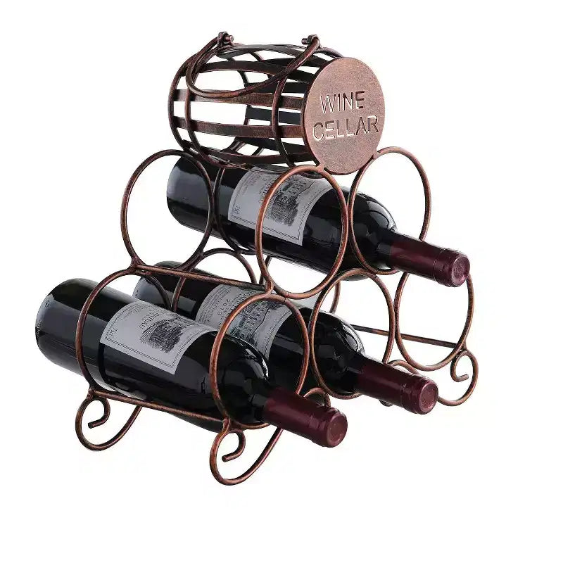 Kings Brand Furniture - Countertop Tabletop Wine Rack, Wine Bottle Storage Holder for Home Kitchen & Bar - Brushed Copper - No Assembly Required