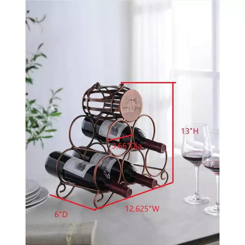 Kings Brand Furniture - Countertop Tabletop Wine Rack, Wine Bottle Storage Holder for Home Kitchen & Bar - Brushed Copper - No Assembly Required