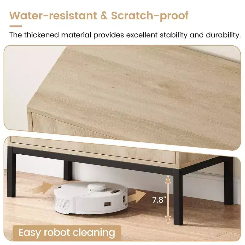 Whizmax Rattan Buffet Cabinet, Natural Storage Cabinet with Adjustable Shelves, Small Sideboard Table for Dining Room Kitchen Living Room Hallway