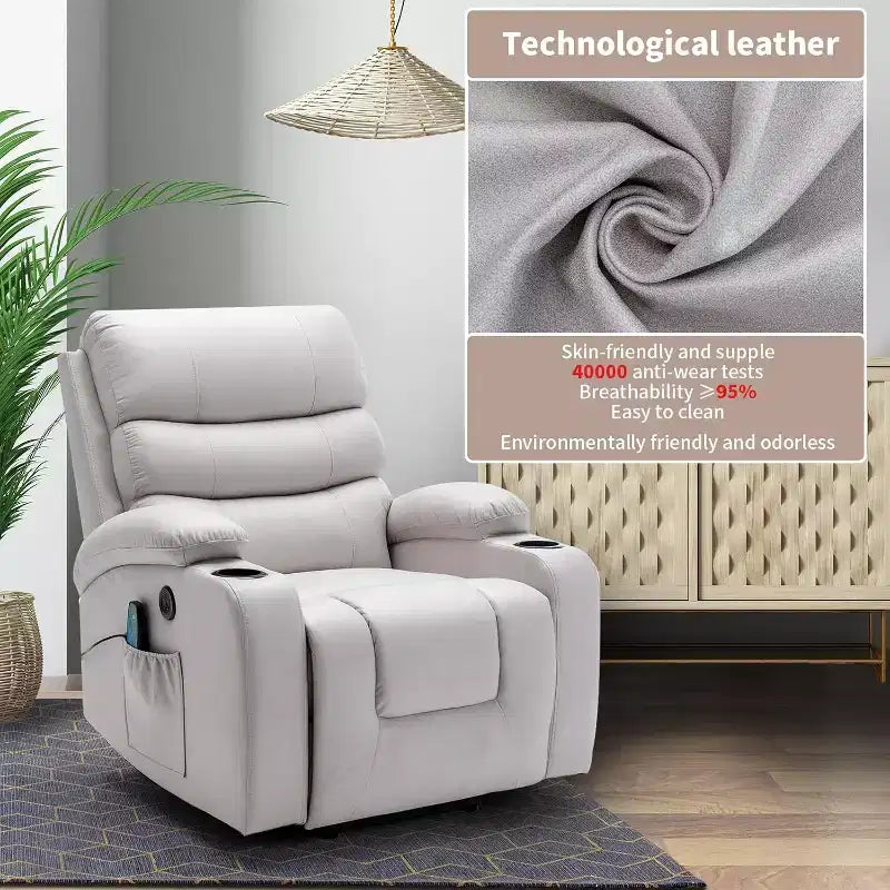 EROMMY PU Leather Recliner Lift Chair with Massage and Heat
