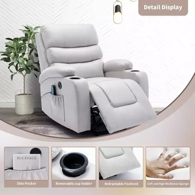 EROMMY PU Leather Recliner Lift Chair with Massage and Heat