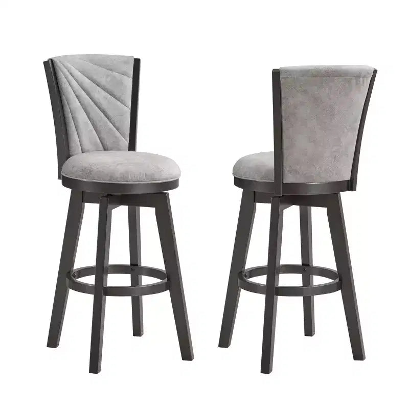Kings Brand Furniture Boyce 29 Upholstered Counter Hight Swivel Stools, Set of 2, Silver/Gray