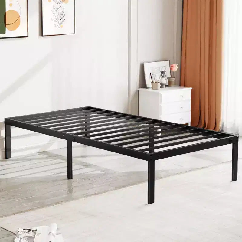 JIONJOY Black 14 Inches Height Duty Metal Platform No Box Spring Needed Bed Frame | Black