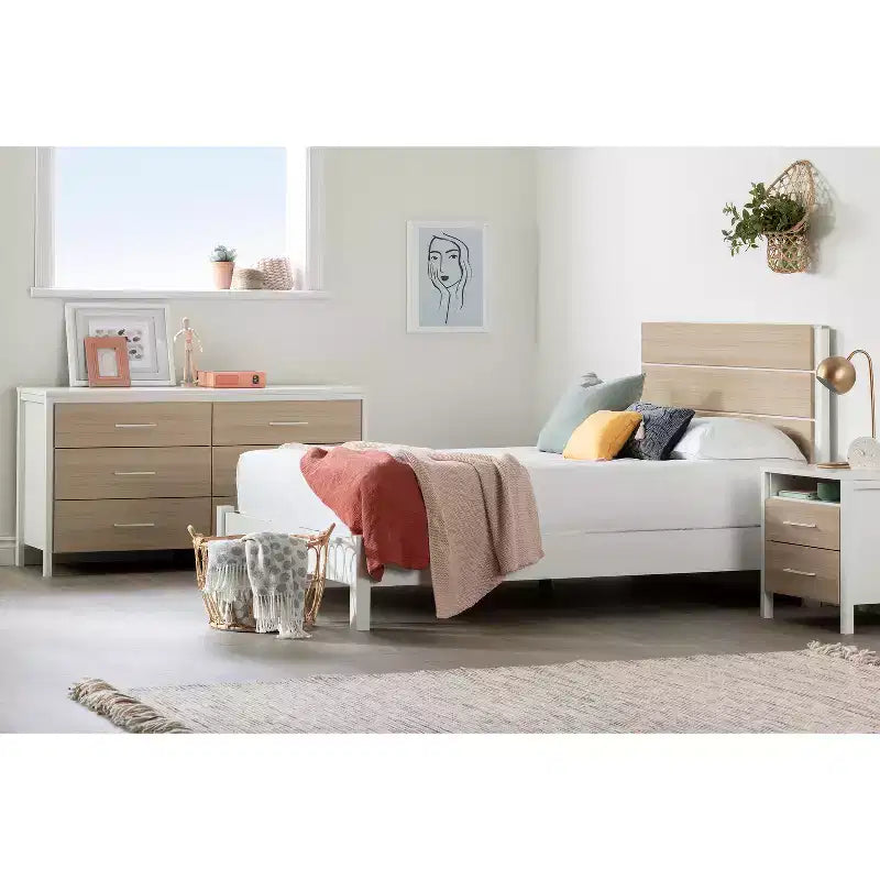 HomeStockMunich Headboard White And Soft Elm Minimalist Style