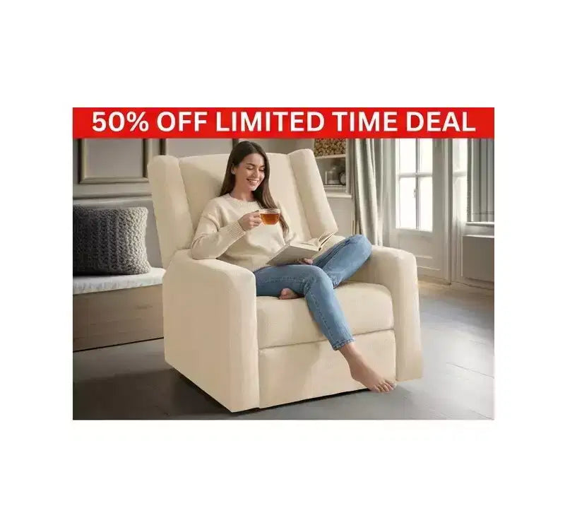 Luxury Power Motion Recliner with USB Charging, Swivel, and Lumbar Support for Nursery Comfort