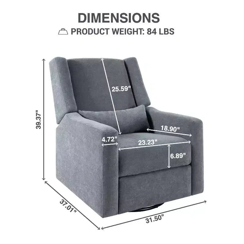 Luxury Power Motion Recliner with USB Charging, Swivel, and Lumbar Support for Nursery Comfort
