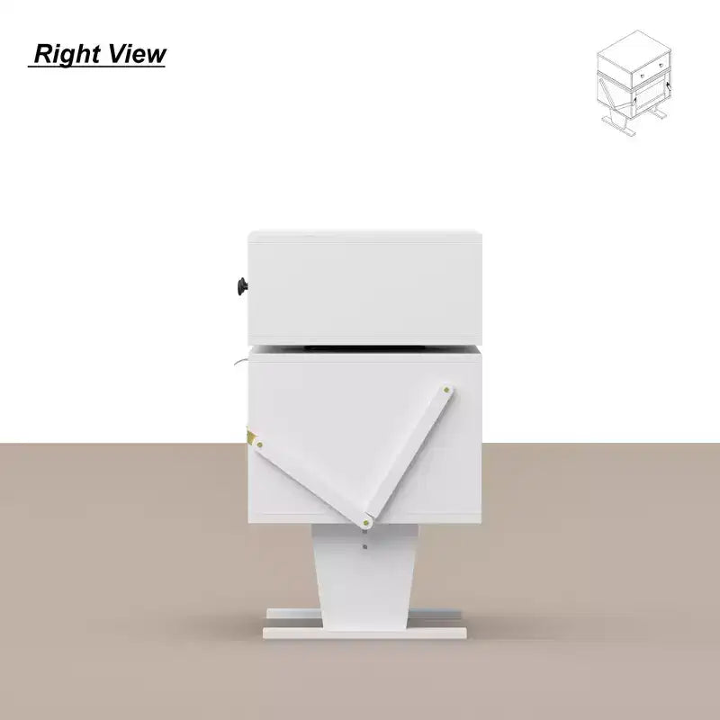Famapy 360 Swivel Bedside Table with Drawer and Transparent Glass Cabinet Nightstand