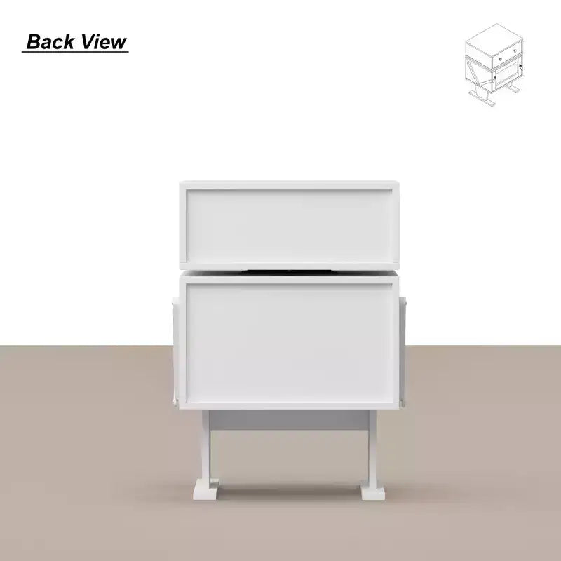 Famapy 360 Swivel Bedside Table with Drawer and Transparent Glass Cabinet Nightstand