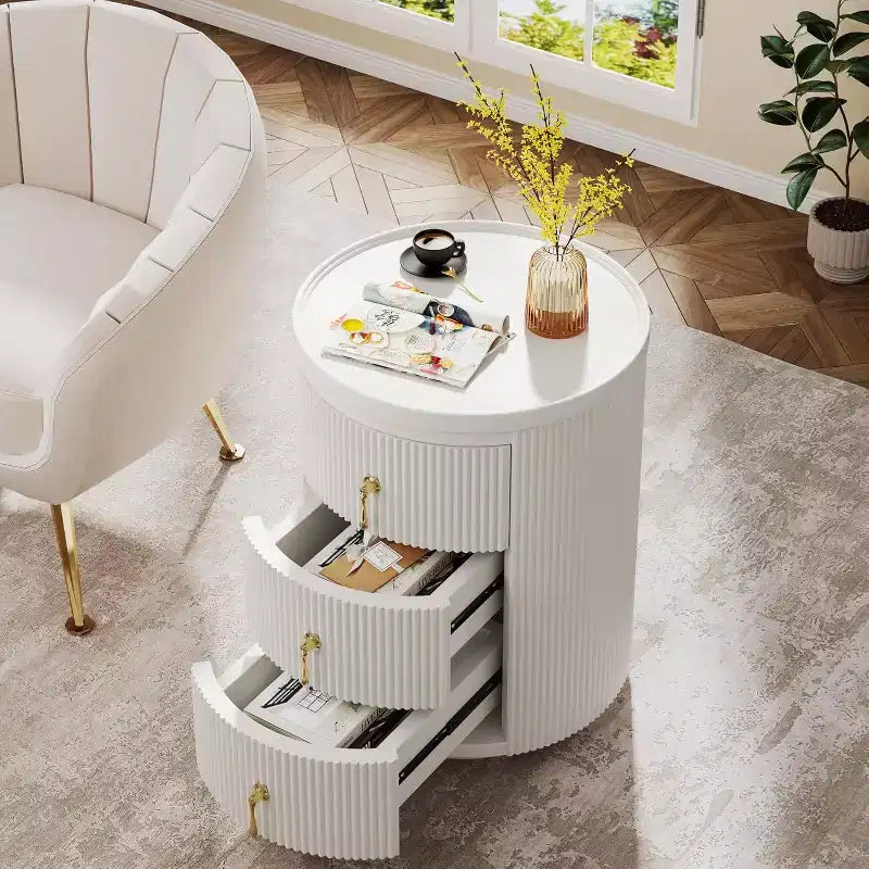 Tribesigns No Assembly 3-Drawer Nightstand, White