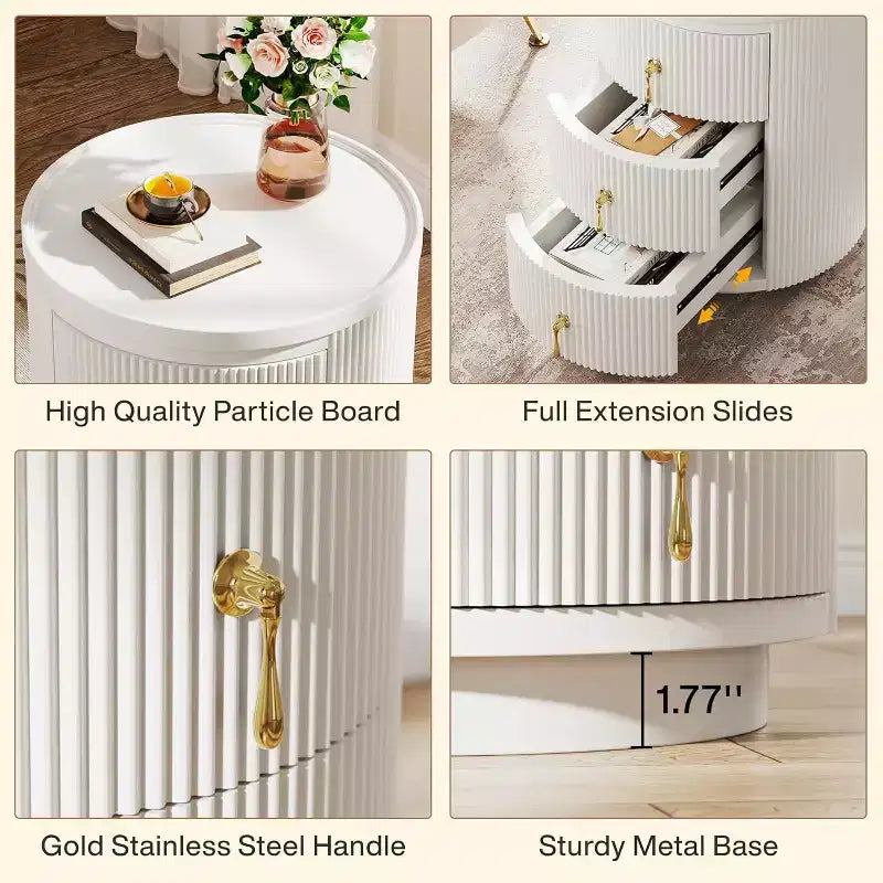Tribesigns No Assembly 3-Drawer Nightstand, White