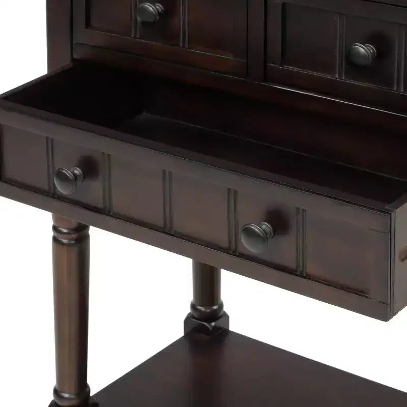 Whisen Classic Narrow Console Table with Three Storage Drawers and Bottom Shelf