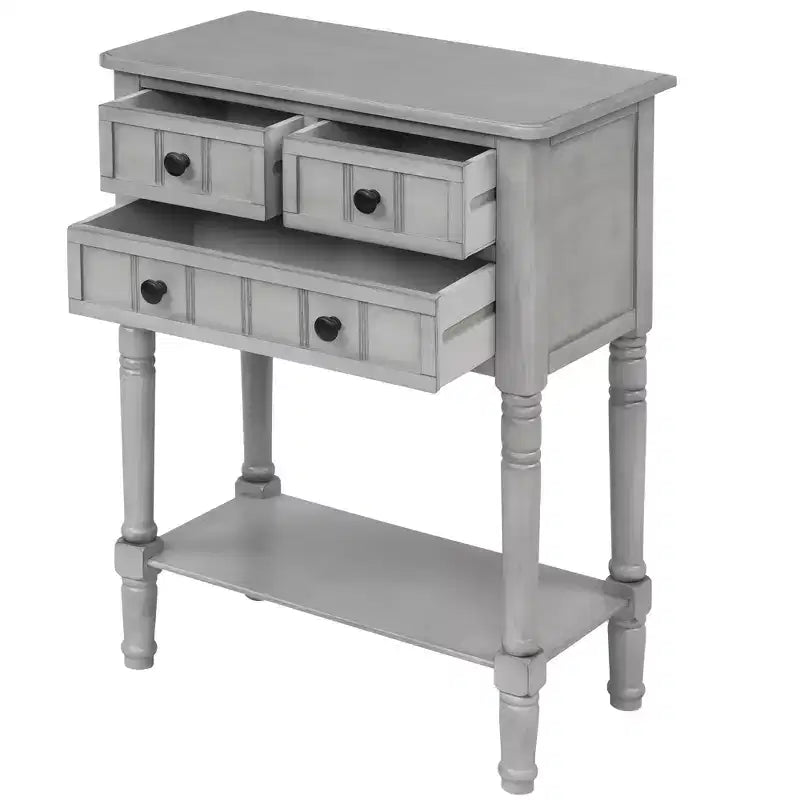 Whisen Classic Narrow Console Table with Three Storage Drawers and Bottom Shelf