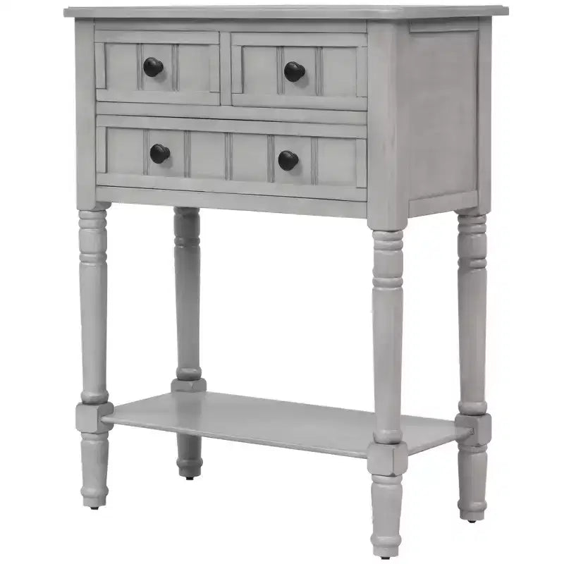 Whisen Classic Narrow Console Table with Three Storage Drawers and Bottom Shelf