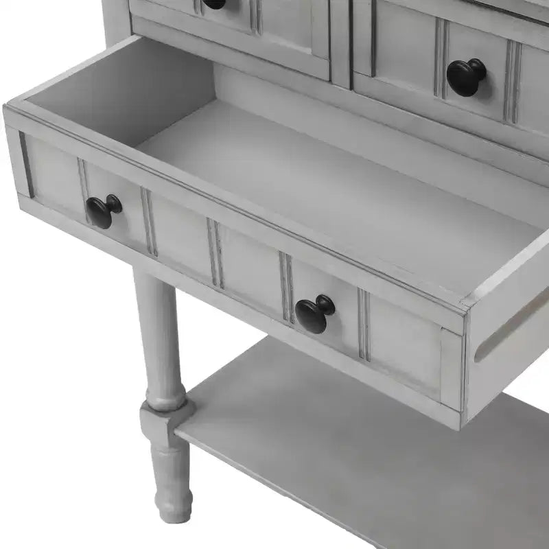 Whisen Classic Narrow Console Table with Three Storage Drawers and Bottom Shelf