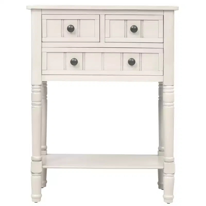 Whisen Classic Narrow Console Table with Three Storage Drawers and Bottom Shelf