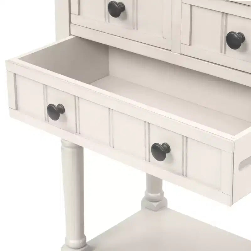 Whisen Classic Narrow Console Table with Three Storage Drawers and Bottom Shelf