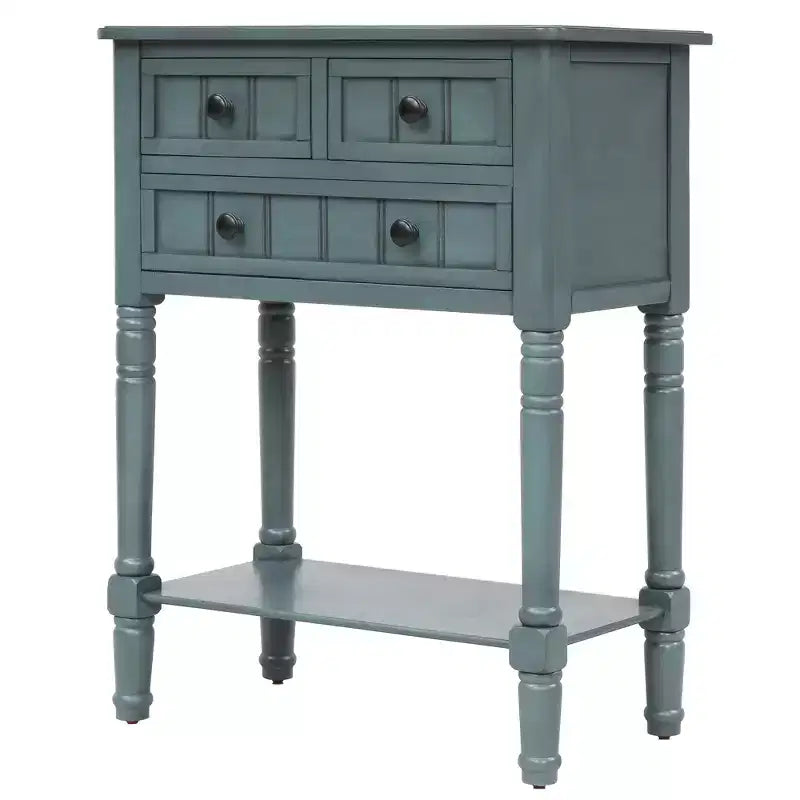 Whisen Classic Narrow Console Table with Three Storage Drawers and Bottom Shelf