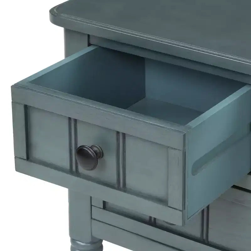 Whisen Classic Narrow Console Table with Three Storage Drawers and Bottom Shelf