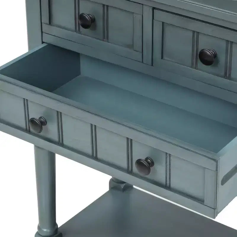 Whisen Classic Narrow Console Table with Three Storage Drawers and Bottom Shelf