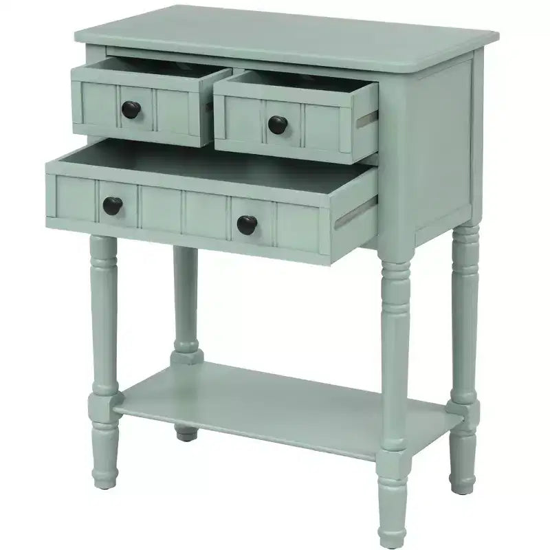 Whisen Classic Narrow Console Table with Three Storage Drawers and Bottom Shelf