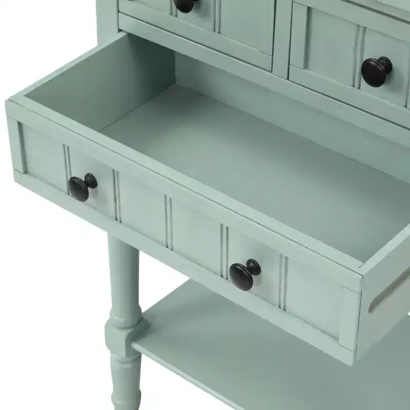 Whisen Classic Narrow Console Table with Three Storage Drawers and Bottom Shelf