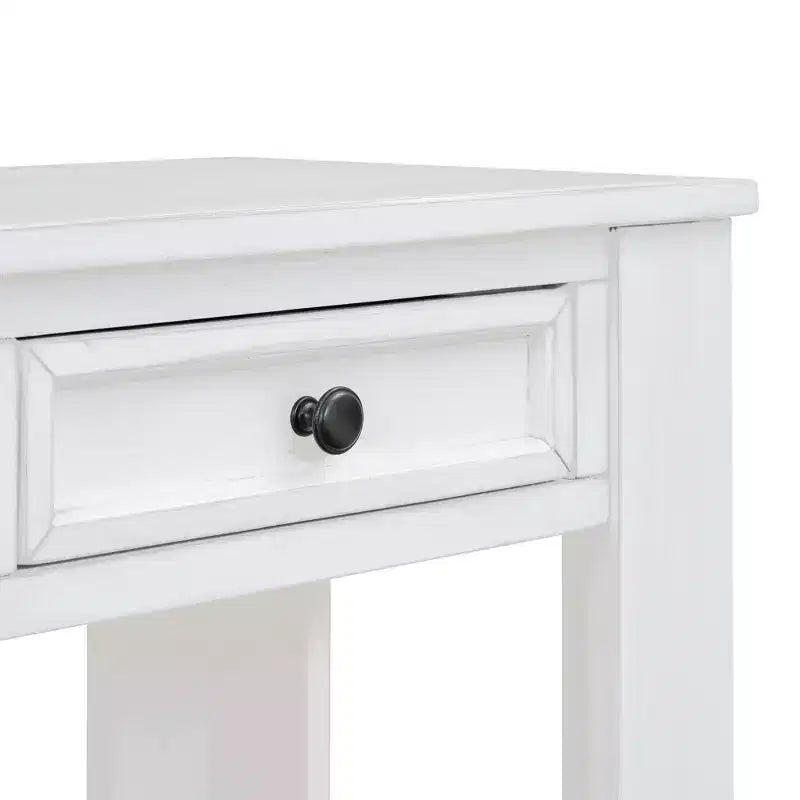 Whisen Rustic Rectangle Wood Console Table with 4-Storage Drawers and Bottom Shelf