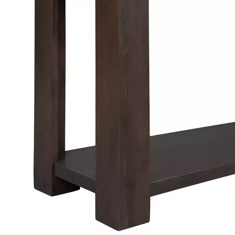 Whisen Rustic Rectangle Wood Console Table with 4-Storage Drawers and Bottom Shelf