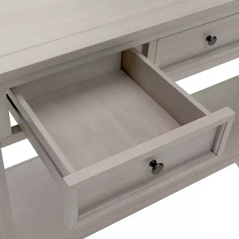 Whisen Rustic Rectangle Wood Console Table with 4-Storage Drawers and Bottom Shelf