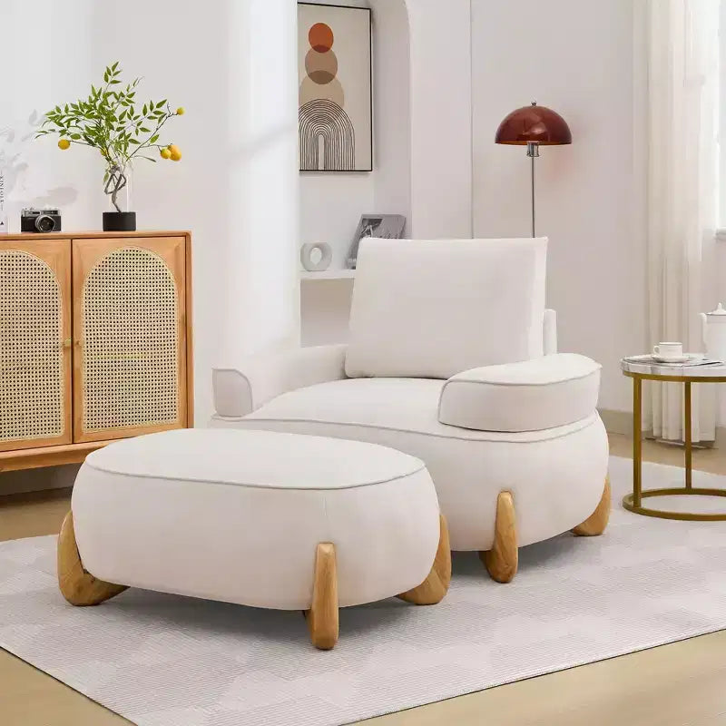 Hyleory 38.58'' Velvet Oversized Comfort Ottoman with Sold Wood Legs,large foot stools for Bedroom, Living Room, Nursing Room