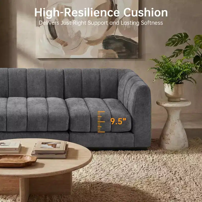 192 U Shape Chenille Sectional Couch, 8 Seater Oversized Modular Sofa Set for Living Room Office-Morden Fort