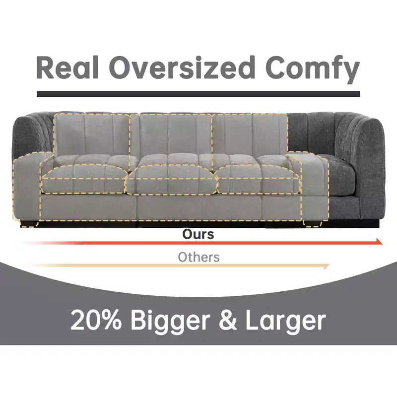 192 U Shape Chenille Sectional Couch, 8 Seater Oversized Modular Sofa Set for Living Room Office-Morden Fort