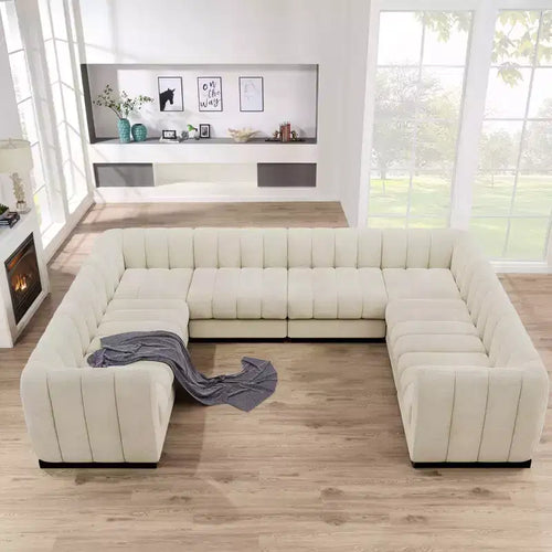 192 U Shape Chenille Sectional Couch, 8 Seater Oversized Modular Sofa Set for Living Room Office-Morden Fort