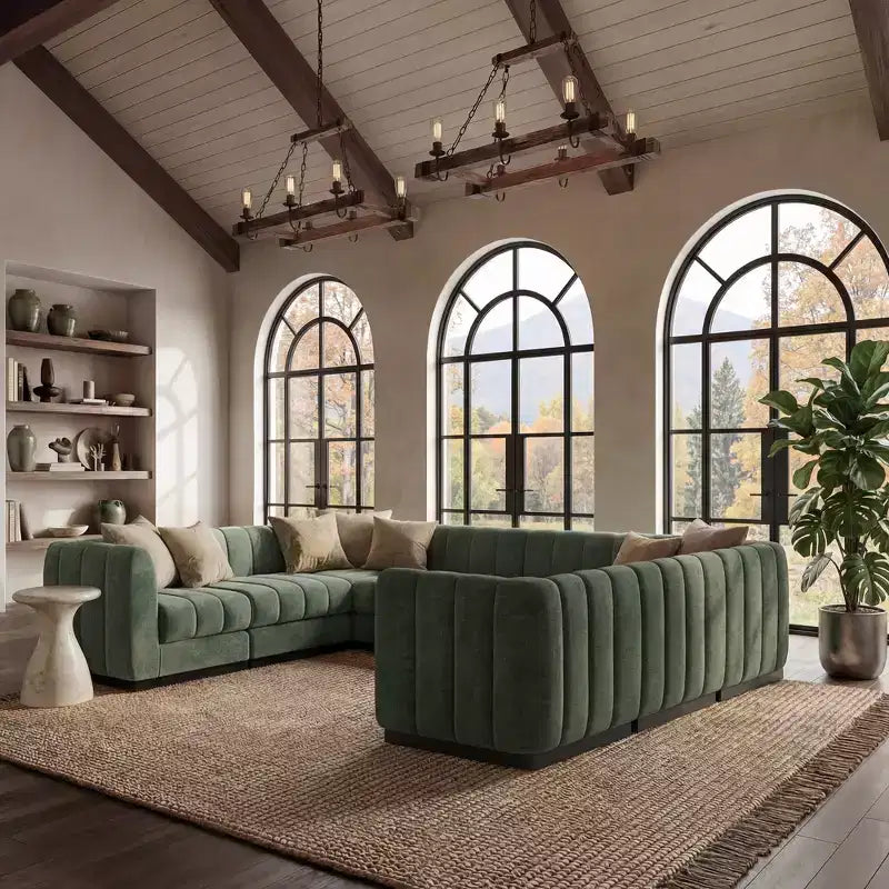 192 U Shape Chenille Sectional Couch, 8 Seater Oversized Modular Sofa Set for Living Room Office-Morden Fort