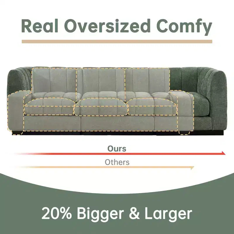 192 U Shape Chenille Sectional Couch, 8 Seater Oversized Modular Sofa Set for Living Room Office-Morden Fort