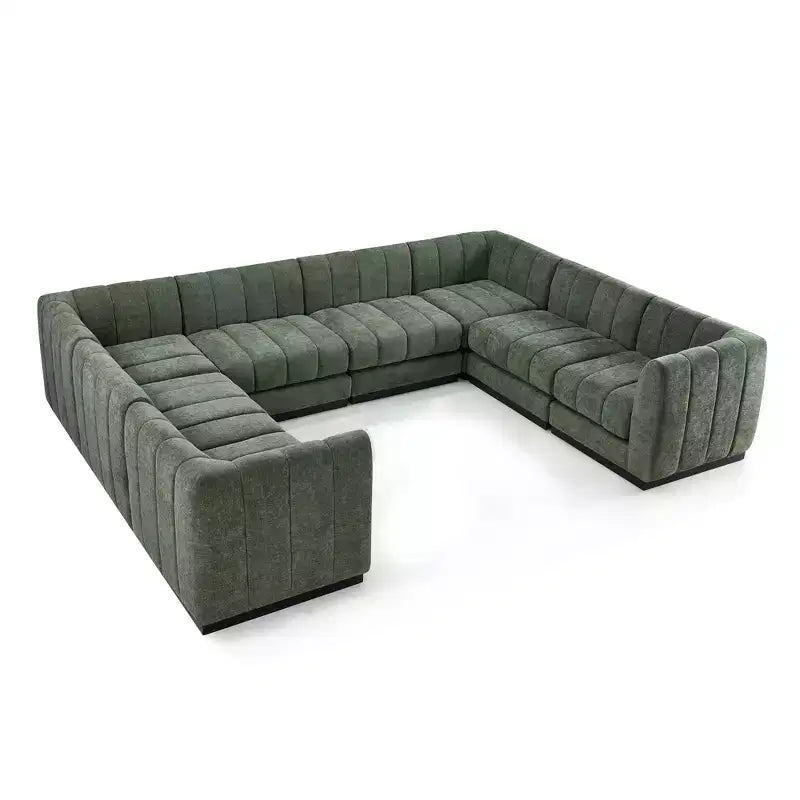 192 U Shape Chenille Sectional Couch, 8 Seater Oversized Modular Sofa Set for Living Room Office-Morden Fort