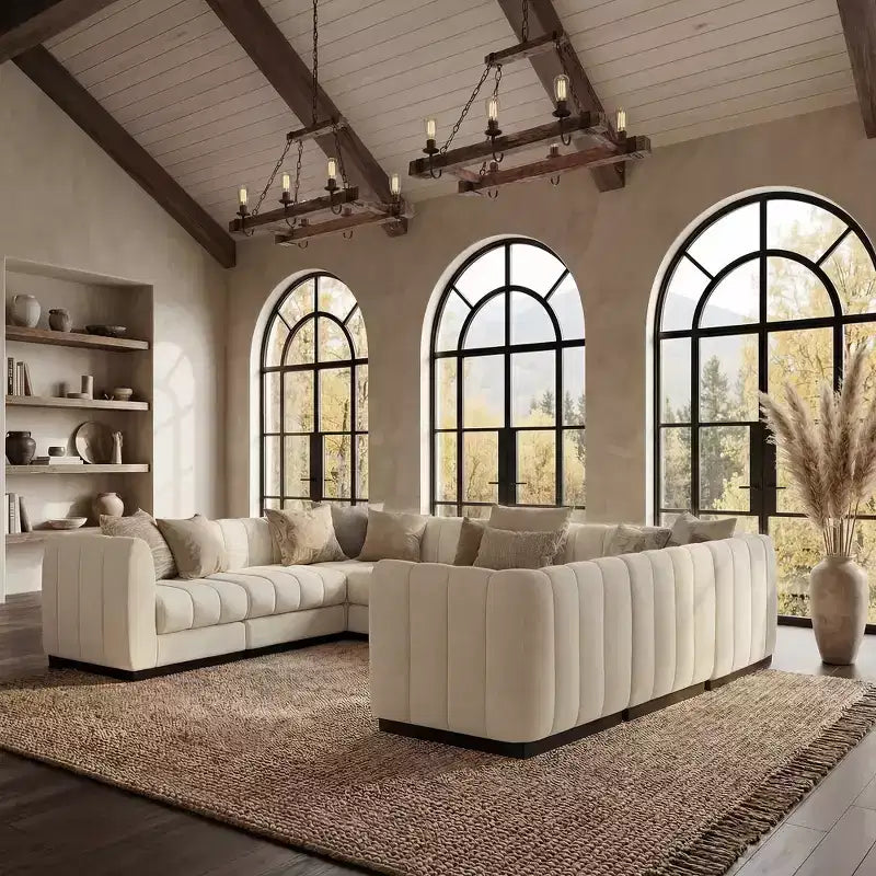 192 U Shape Chenille Sectional Couch, 8 Seater Oversized Modular Sofa Set for Living Room Office-Morden Fort