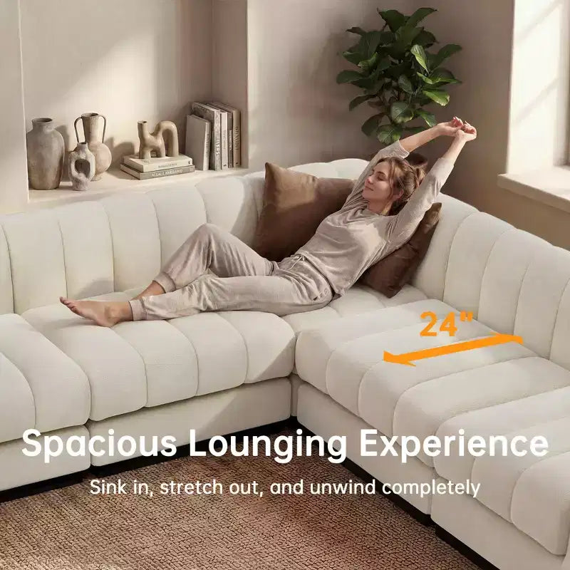 192 U Shape Chenille Sectional Couch, 8 Seater Oversized Modular Sofa Set for Living Room Office-Morden Fort